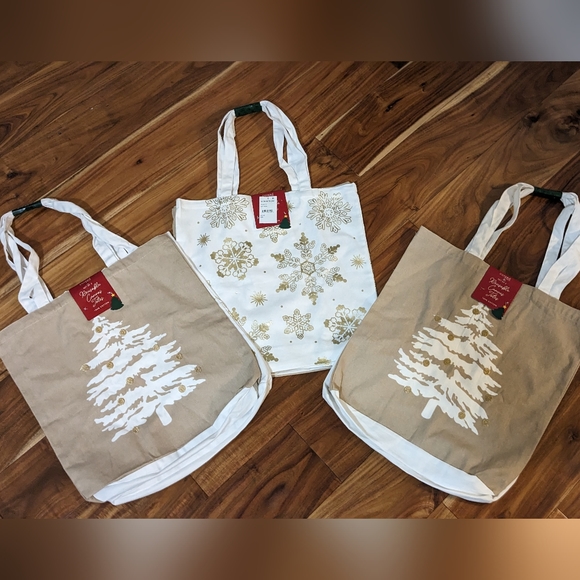 Coterie Studio 6 Canvas 100% Cotton Reusable Holiday Gift Totes NWT❤️ - Picture 3 of 15